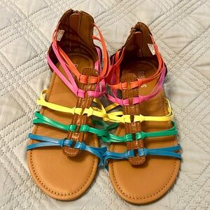 FABKIDS Girls Rainbow Gladiator Sandals, EUC, Size 5